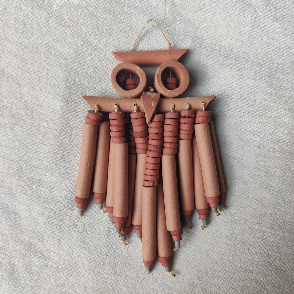 Hanging Owl Terracotta Clay Beads Handcrafted Rustic Southwestern Studio Pottery